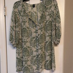 SHEIN Green Floral Blouse